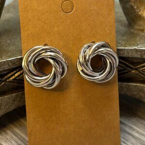 Chunky Silver Knot Stud Earrings